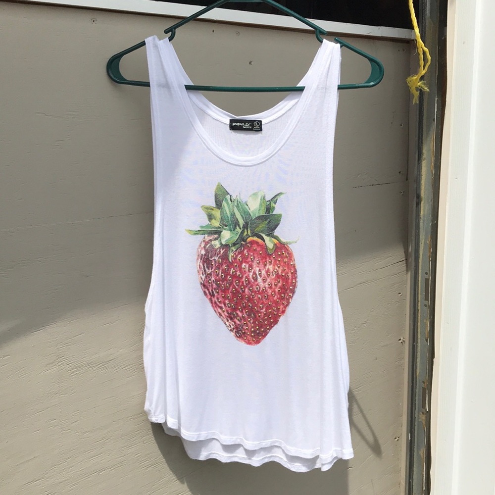 White Strawberry Muscle Tank